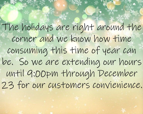 Holidays Hours